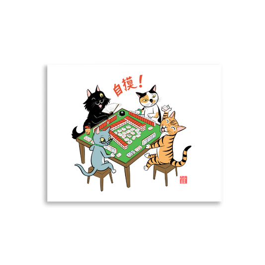 CATS PLAYING MAHJONG print - COMING SOON