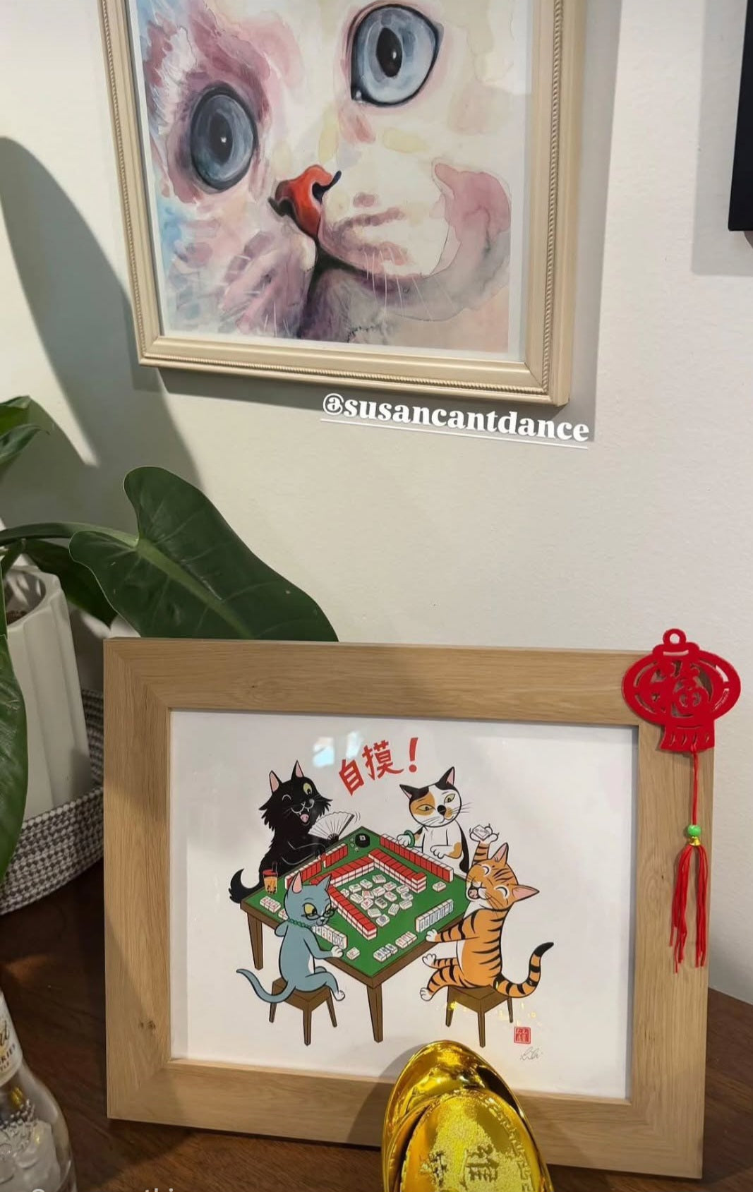 CATS PLAYING MAHJONG print