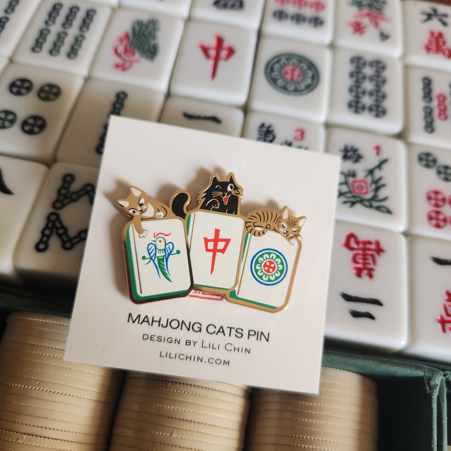 3 COOL CATS MAHJONG PIN