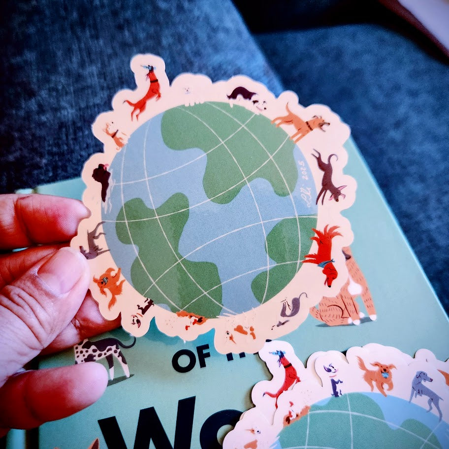 Dogs around the globe sticker