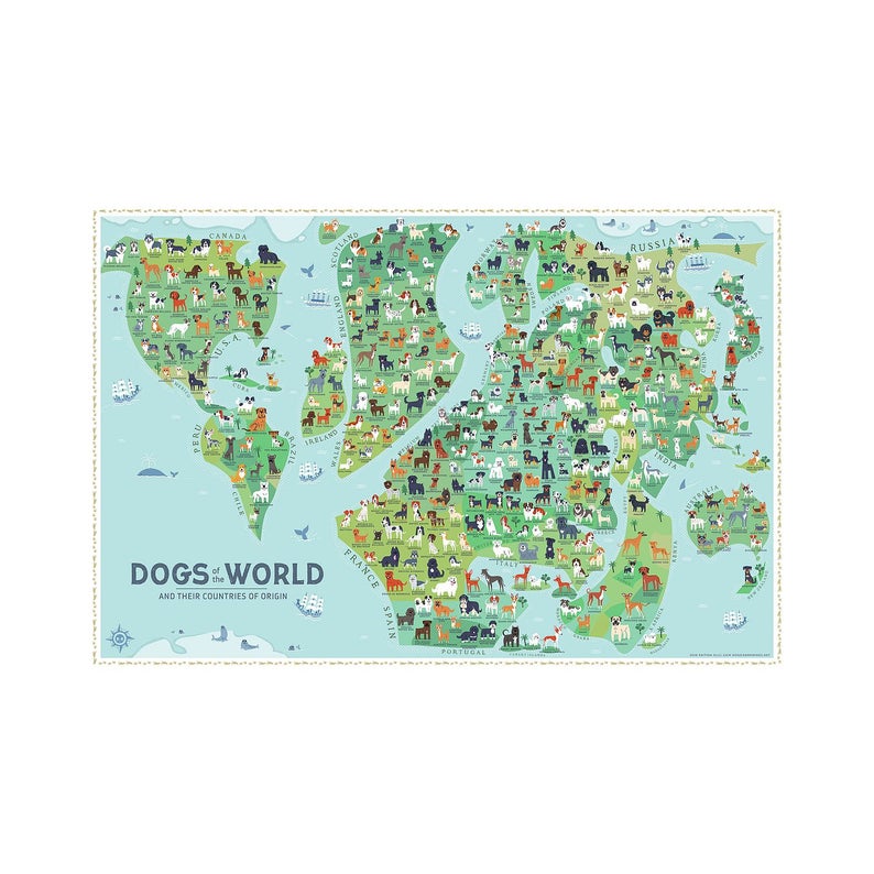 DOGS ON A MAP Poster