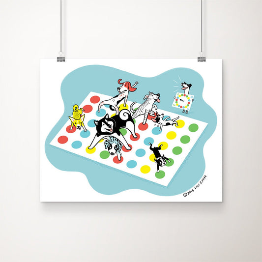 DOGS PLAYING TWISTER print