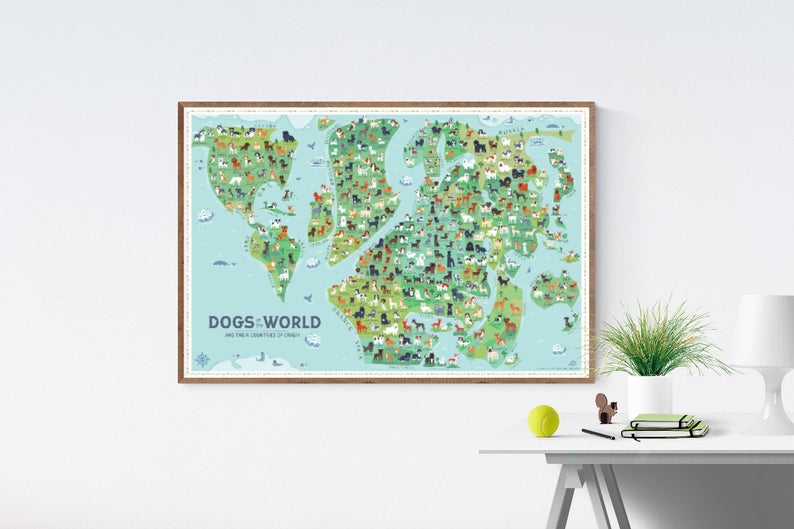 DOGS ON A MAP Poster