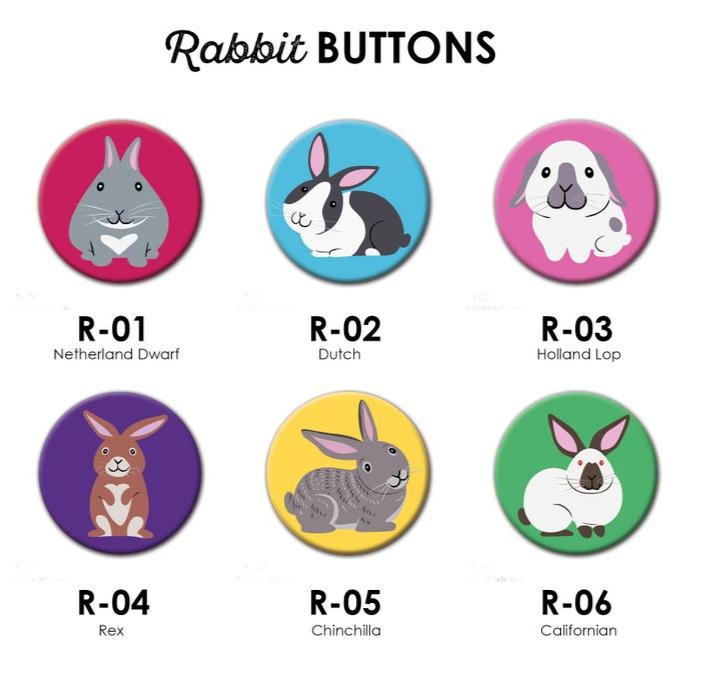 BUNNY BUTTONS - Set of 6