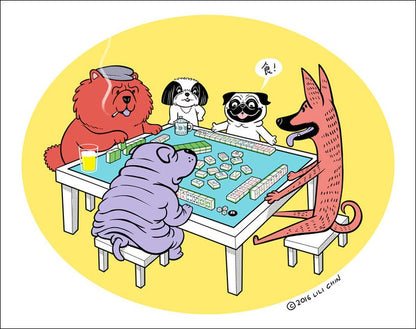 DOGS PLAYING MAHJONG print