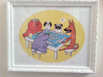 DOGS PLAYING MAHJONG print