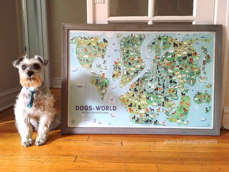 DOGS ON A MAP Poster