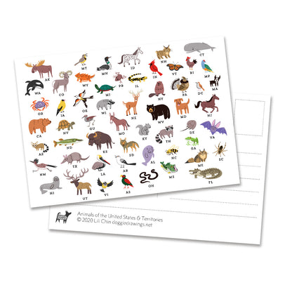 USA STATE ANIMALS postcards (5)