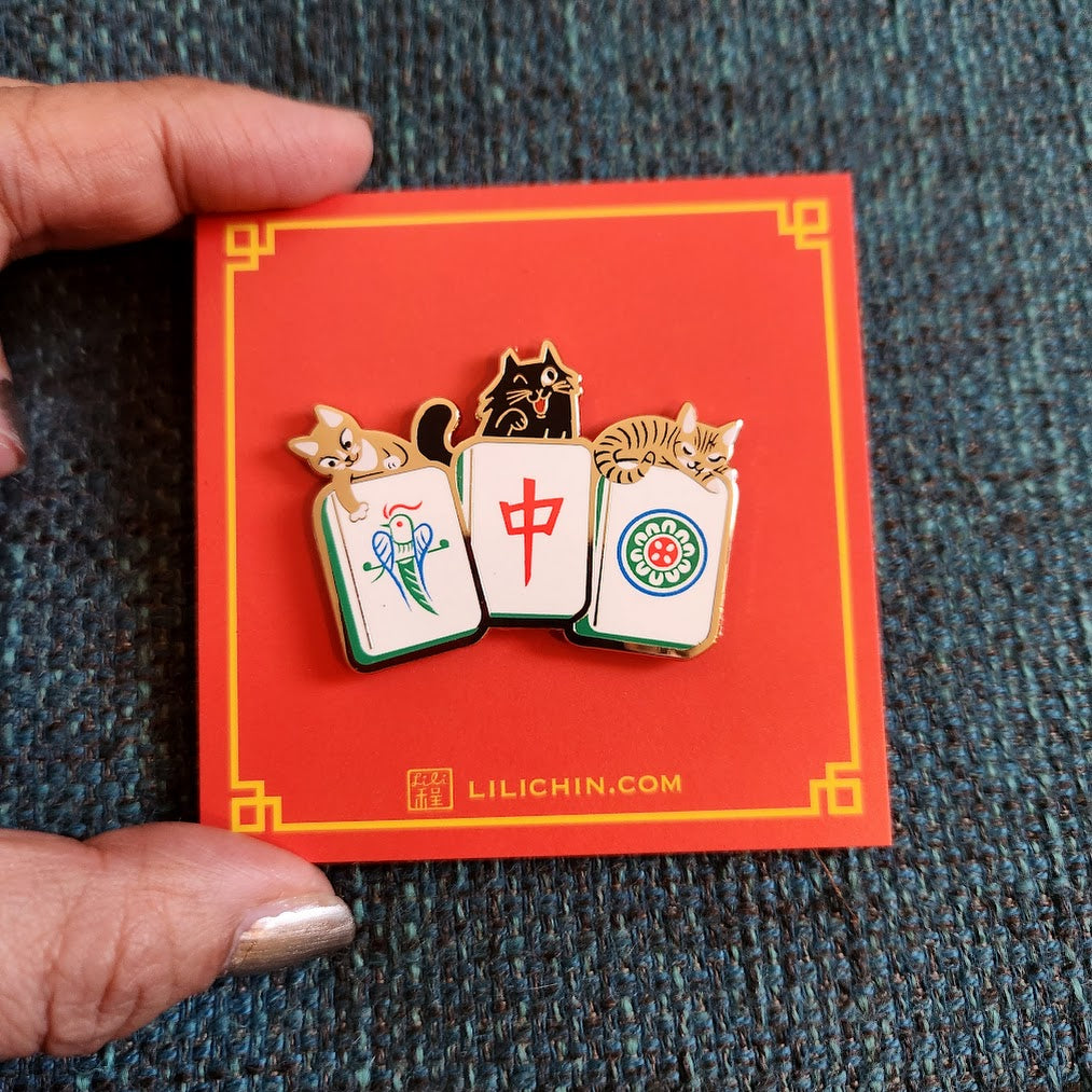 3 COOL CATS MAHJONG PIN