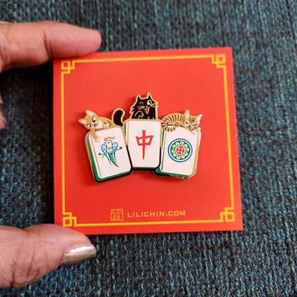 3 COOL CATS MAHJONG PIN