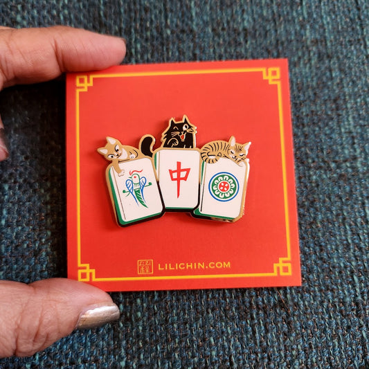 3 COOL CATS MAHJONG PIN