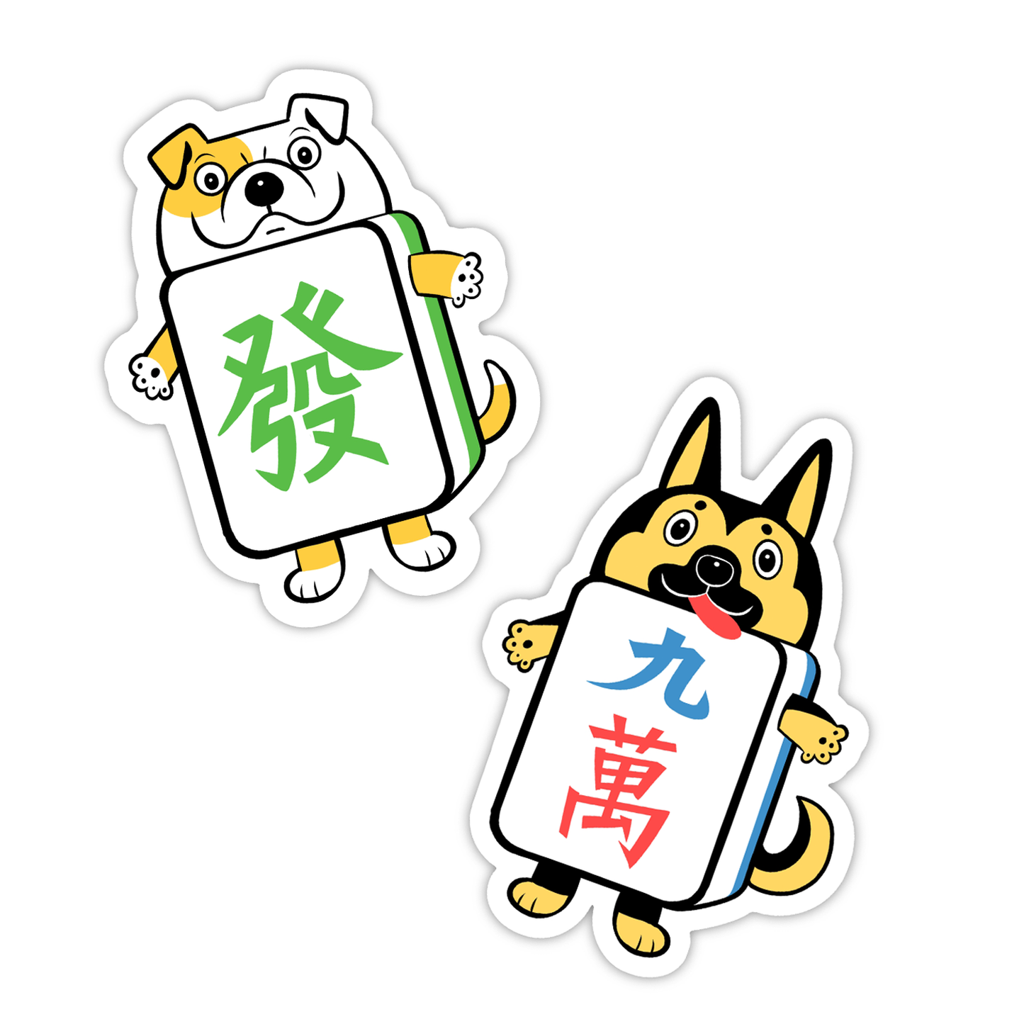 Mahjong Dog stickers (set of 2) - COMING SOON
