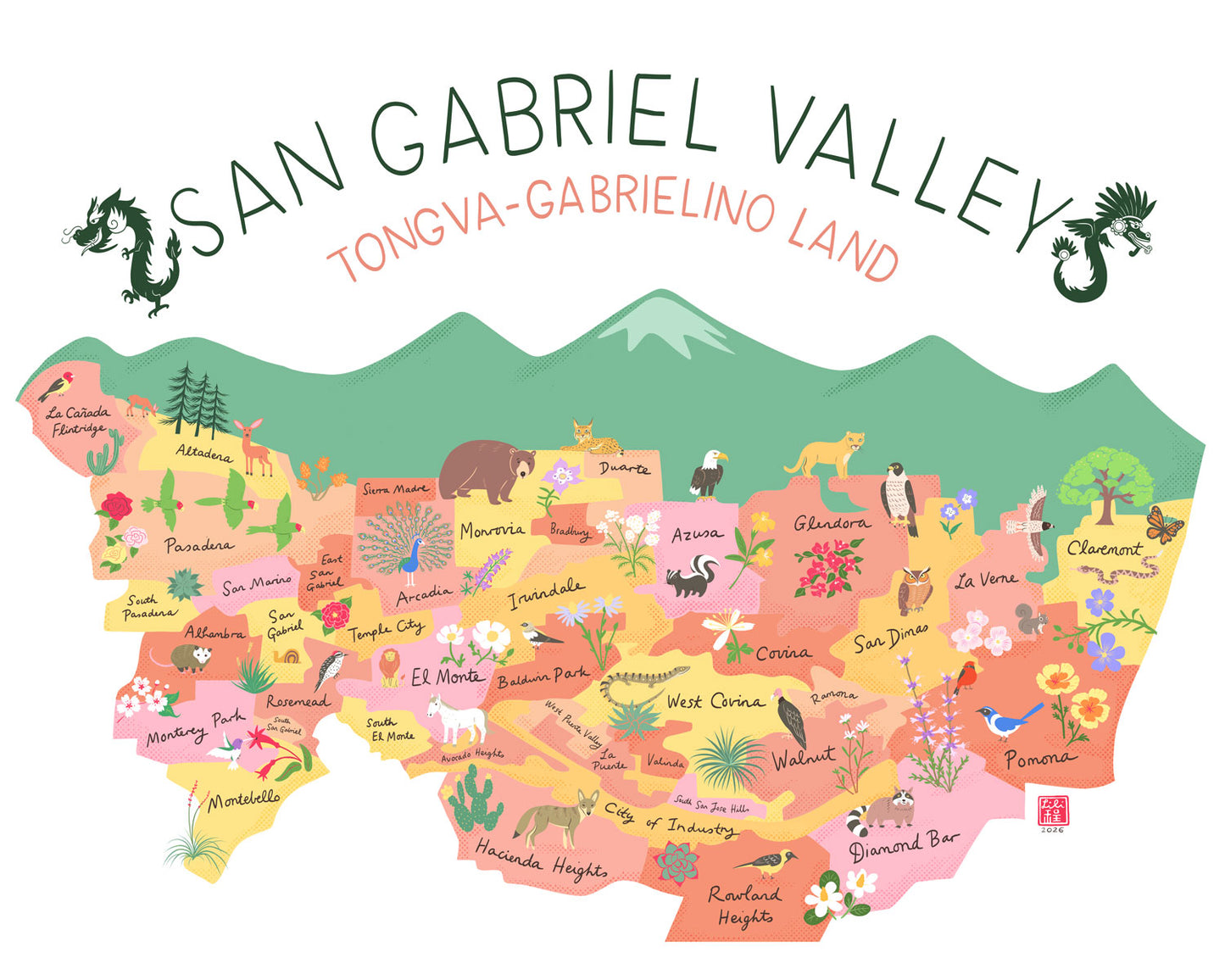 San Gabriel Valley map, fundraiser print