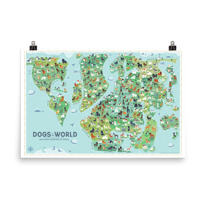 DOGS ON A MAP - Printed to Order